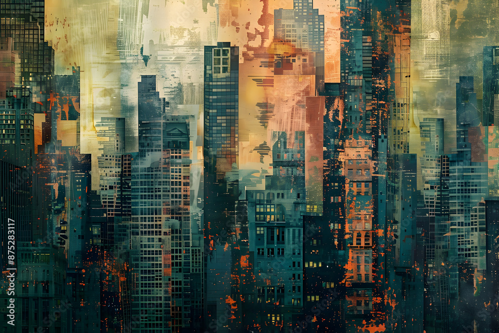 Wall mural Abstract Pixelated Metropolis