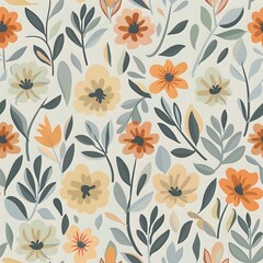 Obraz premium Large Petal Stylized Flower Repeat Pattern with Red Background