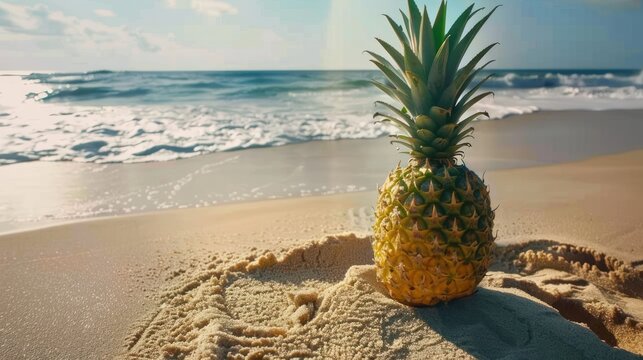 Tropical Beach Paradise with Pineapple