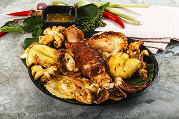 Asian grilled seafood mix plate