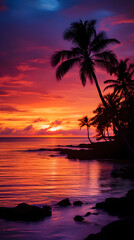 Breathtaking Scenic Beach View Under a Majestic Colorful Sunset Sky
