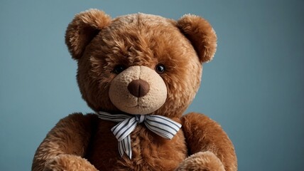 Obraz premium teddy bear on a wooden background,Cute teddy bear picture with monochrome background. High quality, clear and realistic