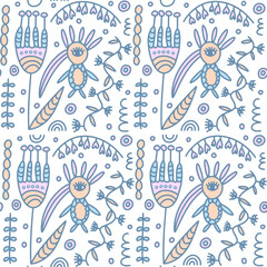 seamless pattern with birds and flowers