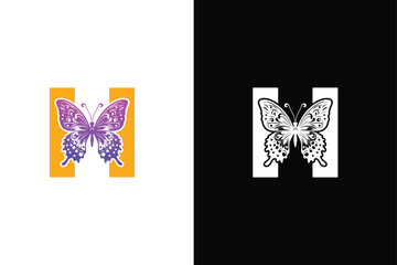 Butterfly Logo Letter H design vector template. BUTTERFLY Letter logo design.
