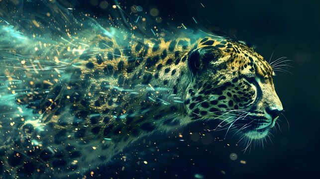 leopar speed , Nature image in futuristic speed