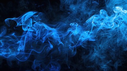 Blue smoke abstract on black background