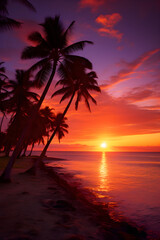 Breathtaking Scenic Beach View Under a Majestic Colorful Sunset Sky