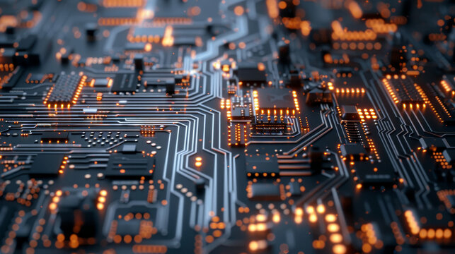 Technological Elements: Microchips, capacitors, and other electronic components integrated into the design.
