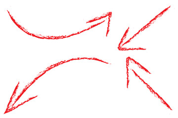 Chalk scribble arrow, line brush set. Crayon arrow, underline, handwritten mark check elements. Vector hand drawn scribble crayon, marker sketch brush texture. Rough chalk vector illustration