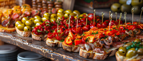 Gourmet Tapas Selection Displayed at a Catering Event