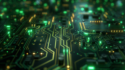 Obraz premium Technological Elements: Microchips, capacitors, and other electronic components integrated into the design. 