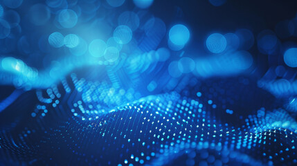 Abstract background in a blue color scheme, with circles transforming graph lines. The foreground features sharp lines, while the background is more blurred, creating a sense of depth and volume. Suit