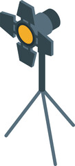 Obraz premium Studio spotlight standing on tripod illuminating isometrically
