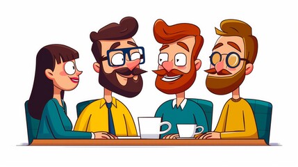 Fototapeta premium A group of colleagues enjoys a casual coffee break together