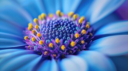 Close-up of a Blue Flower with Yellow and Purple Center