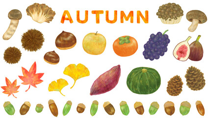 秋のイラストセット