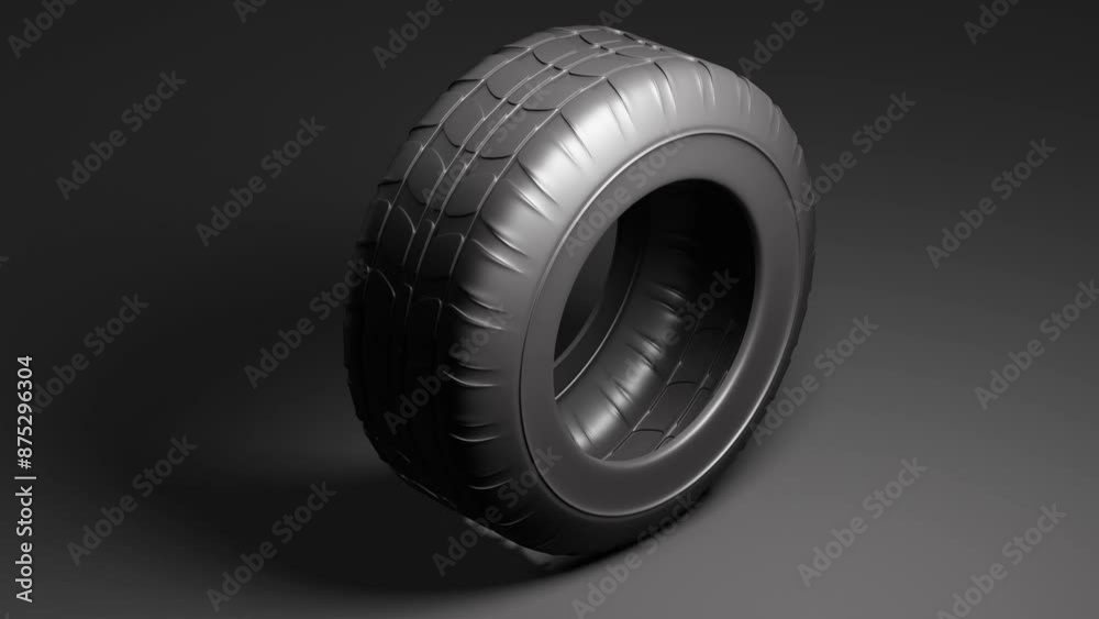 Poster new machine tire on dark background. minimal modern seamless motion design. abstract loop animation
