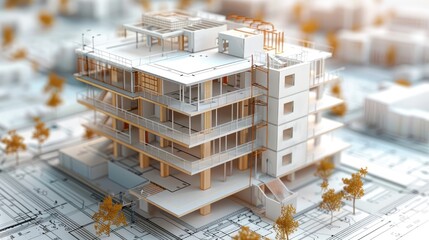 Construction concept planning innovation. model, 3D. Generative AI.