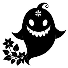 Spooky Ghost  Floral Halloween Pumpkins,halloween vector