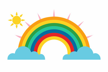 rainbow and sun vector illustration