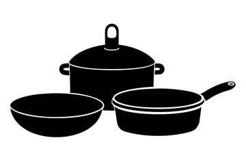 stainless steel cookware vector illustration 