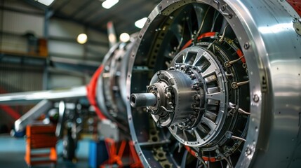 Detailed inspection of mechanical parts in an aviation hangar