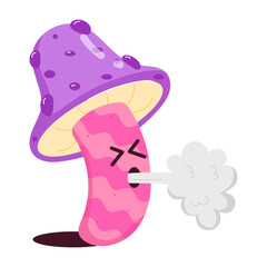 Graffiti sticker of a smoking mushroom 

