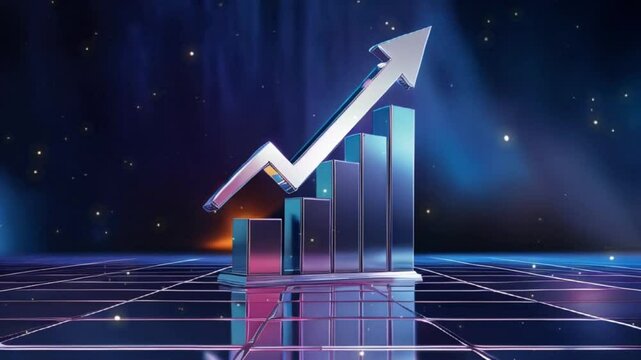 3D chart rising with futuristic vapor style