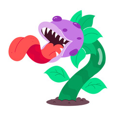 A graffiti street art of spooky halloween plant  

