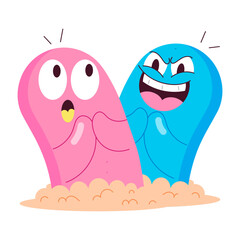 A comic style mascot of friend emoji with cute expressions 

