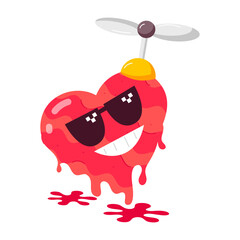 Melting heart with glasses emoji, comic style sticker 

