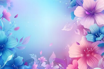 Obraz premium abstract with flowers, Beautiful background with a pink and blue gradient, a of a floral