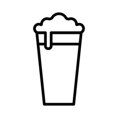 Illustration showing a black icon of a glass of beer on a white background