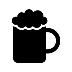 Illustration showing a black icon of a glass of beer on a white background