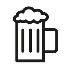 Illustration showing a black icon of a glass of beer on a white background