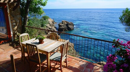 Fototapeta premium Charming Beachside House with Ocean Views