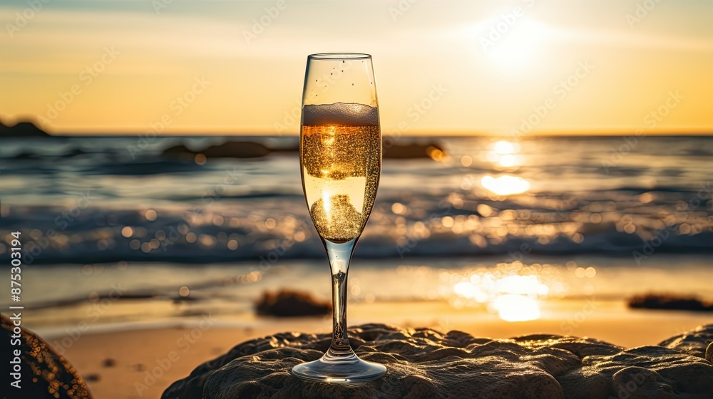 Wall mural champagne at sunset