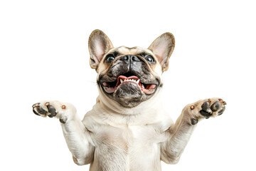 Fototapeta premium Top view french bulldog puppy isolated on white