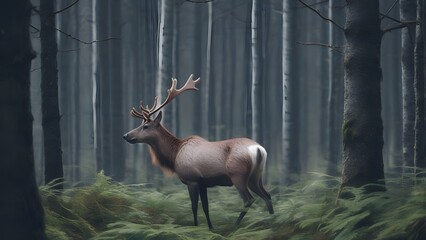  A reindeer in forest