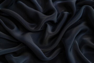 Fototapeta premium Dark, luxurious fabric folds elegantly, creating a sophisticated and mysterious atmosphere with rich texture and depth.