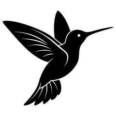 A black hummingbird silhouette vector illustration.
