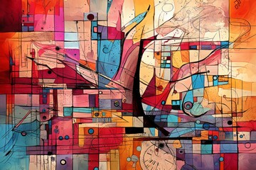 Obraz premium Patchwork Material Structure Background - Generative AI