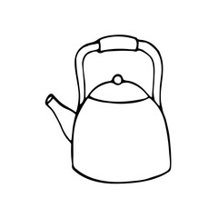 Kettle. Vector illustration of a kitchen utensil. Hand-drawn teapot. Isolated illustration