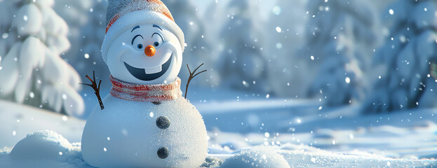 Fototapeta premium happy snowman, AI generated