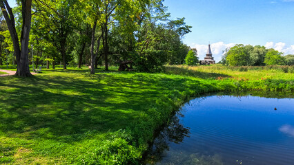 Summer landscape on the river bank
