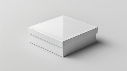 Fototapeta premium Triangle pattern on white box against grey background, 3D mockup design.