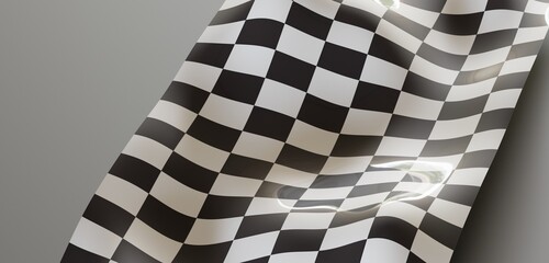 checkered flag finish line victory flag 3d illustration