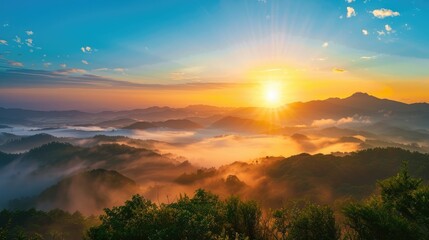Naklejka premium Scenic Morning Views of Nature