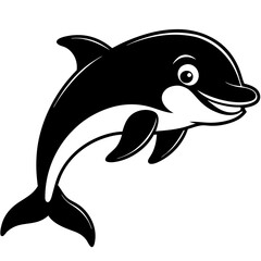 Dusky dolphin fish active smiles ocean vector illustration.