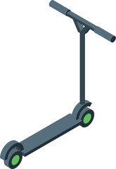 Modern electric kick scooter standing on white background, urban transport icon, isometric image